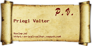 Priegl Valter névjegykártya